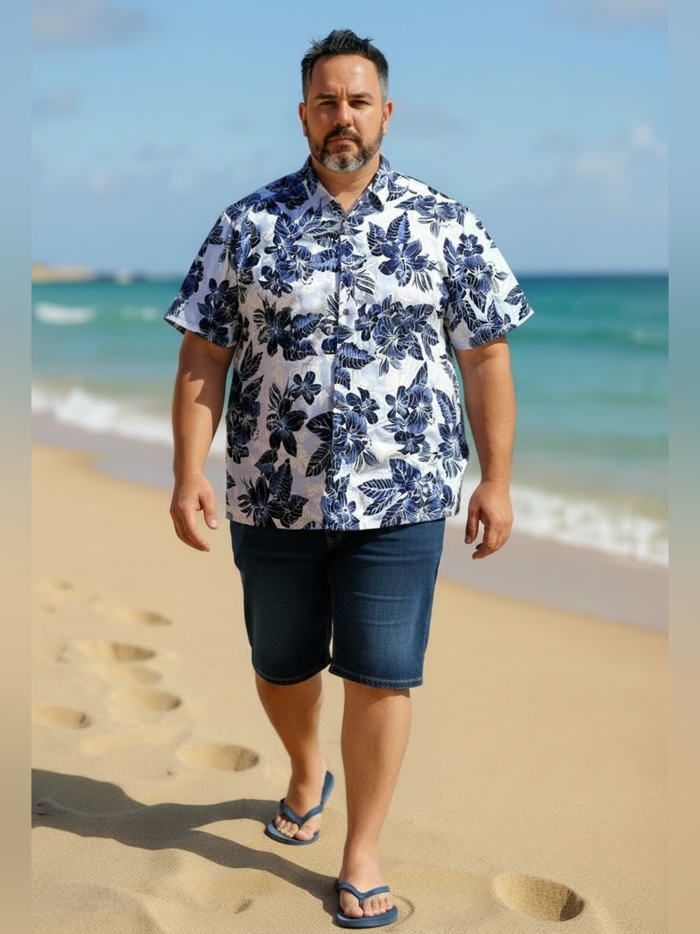 Jos A. Bank 100% Silk Hawaiian Aloha Shirt Men’s Large Blue Floral
